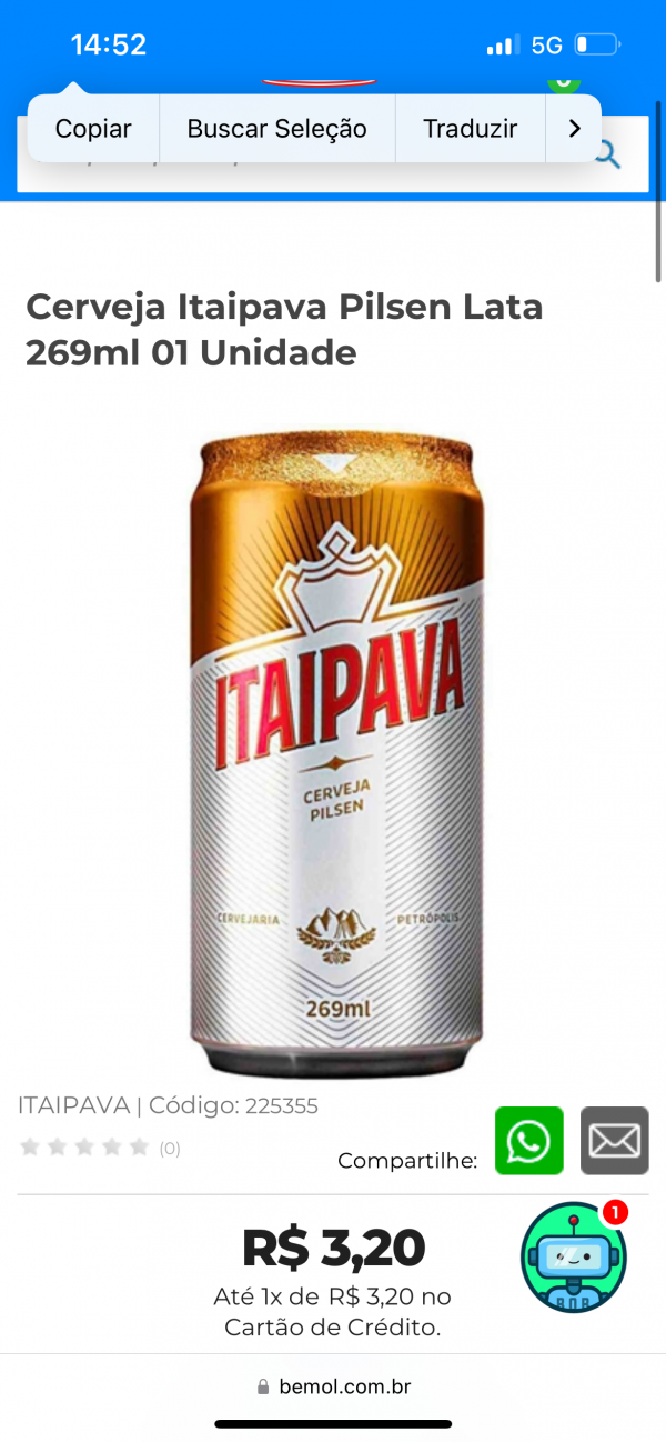 Cerveja Itaipava 269ml